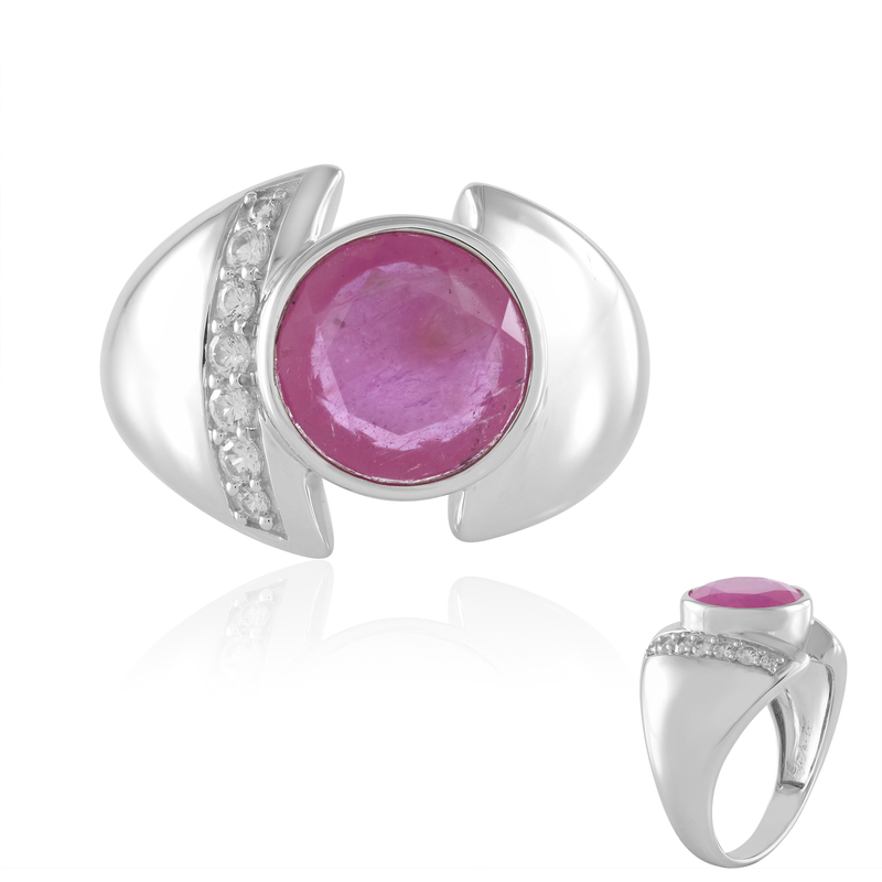 Pinkfarbener Madagaskar-Saphir-Silberring (de Melo)
