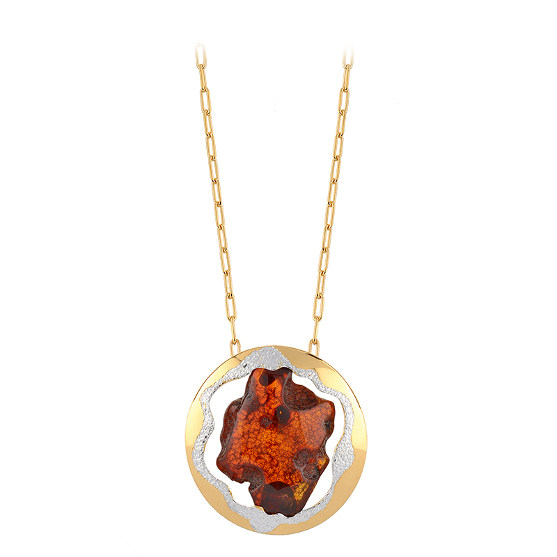 Baltischer Cognac-Bernstein-Silbercollier (dagen)