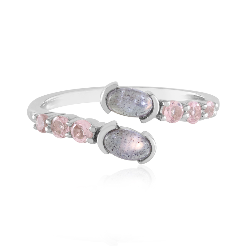 Pinkfarbener Maniry-Labradorit-Silberring