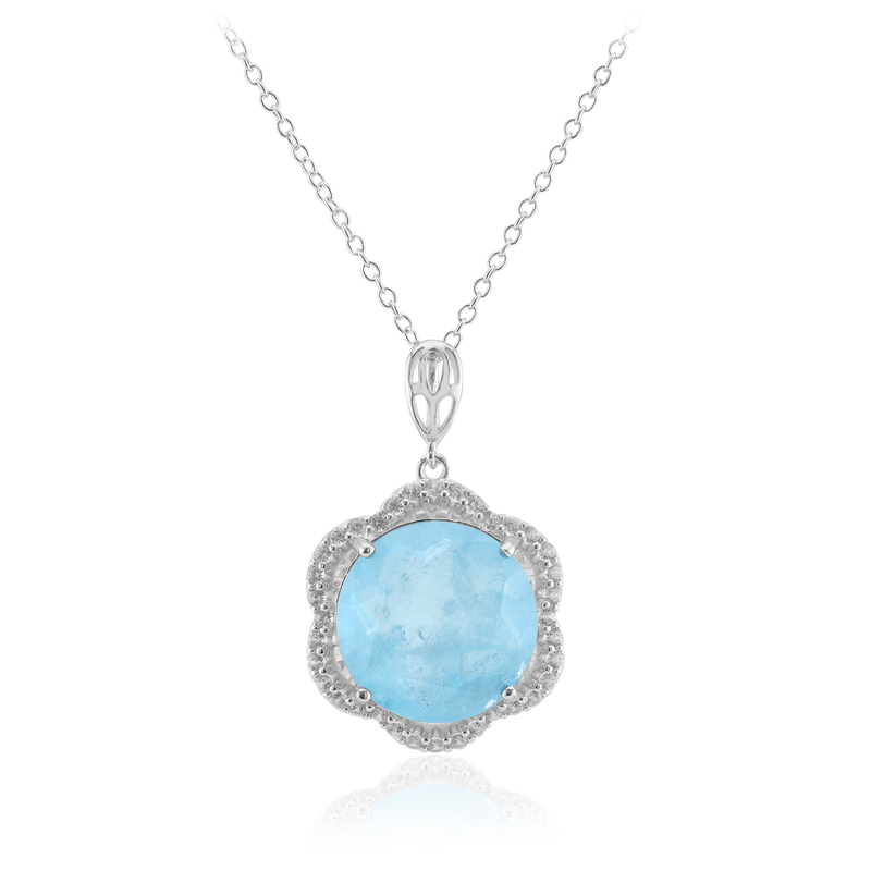 Blauer Pastell-Quarz-Silberhalskette