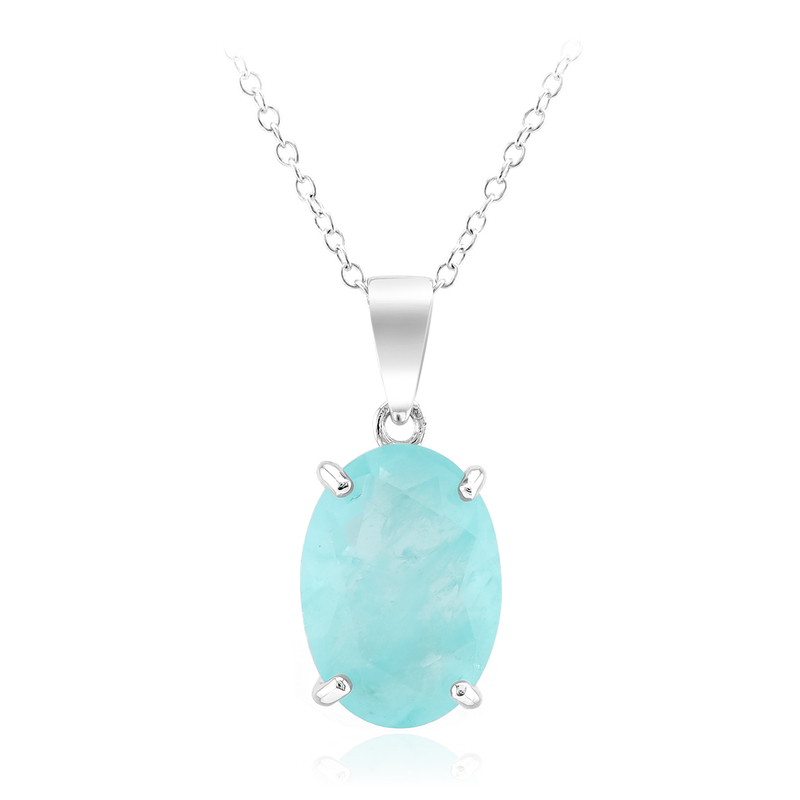 Blauer Pastell-Quarz-Silberhalskette