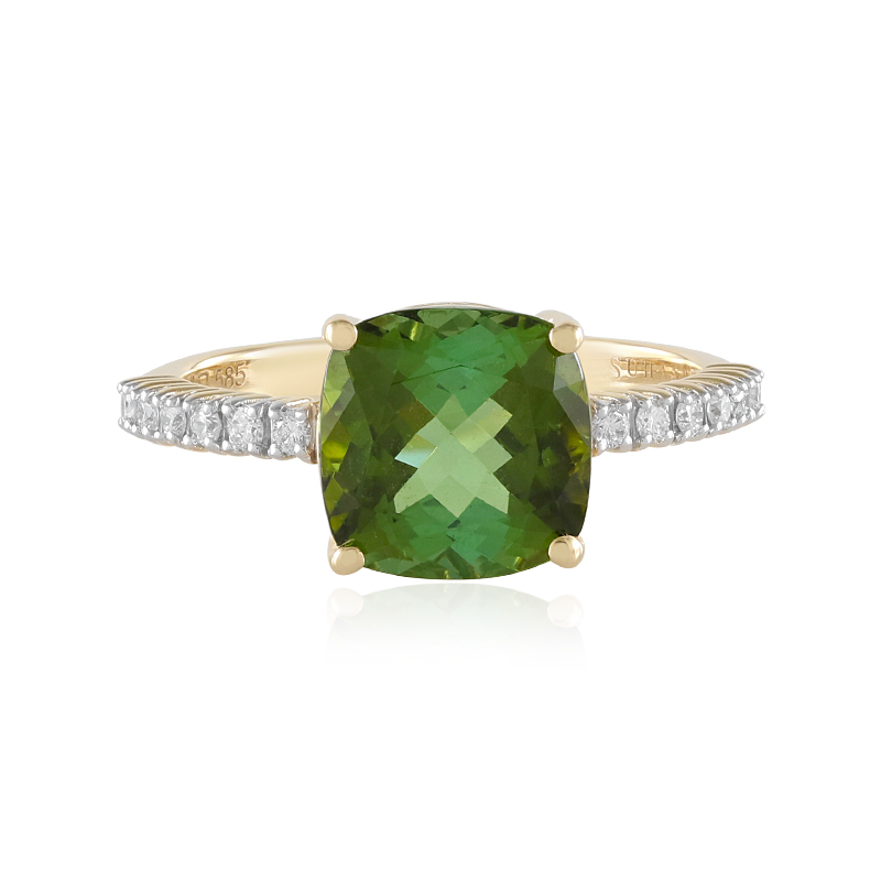Brasilianischer Grüner Turmalin-Goldring (SUHANA)