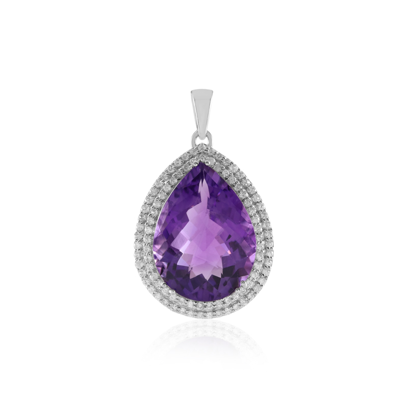 Sambia-Amethyst-Silberanhänger