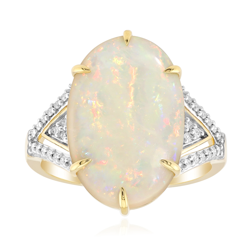 Brasilianischer Weißer Opal-Goldring