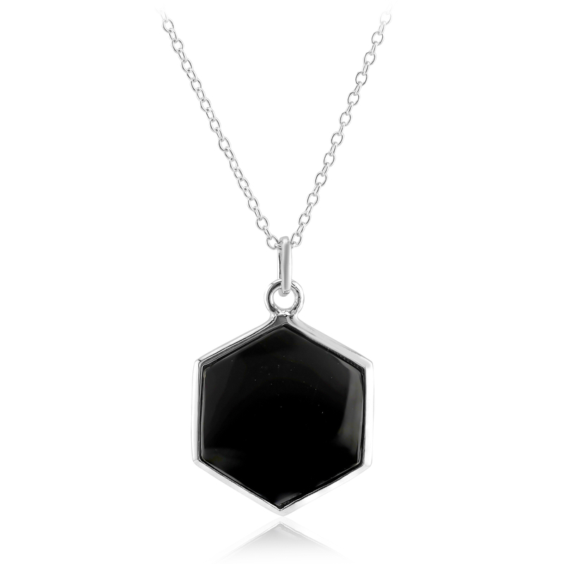 Schwarzer Onyx-Silberhalskette