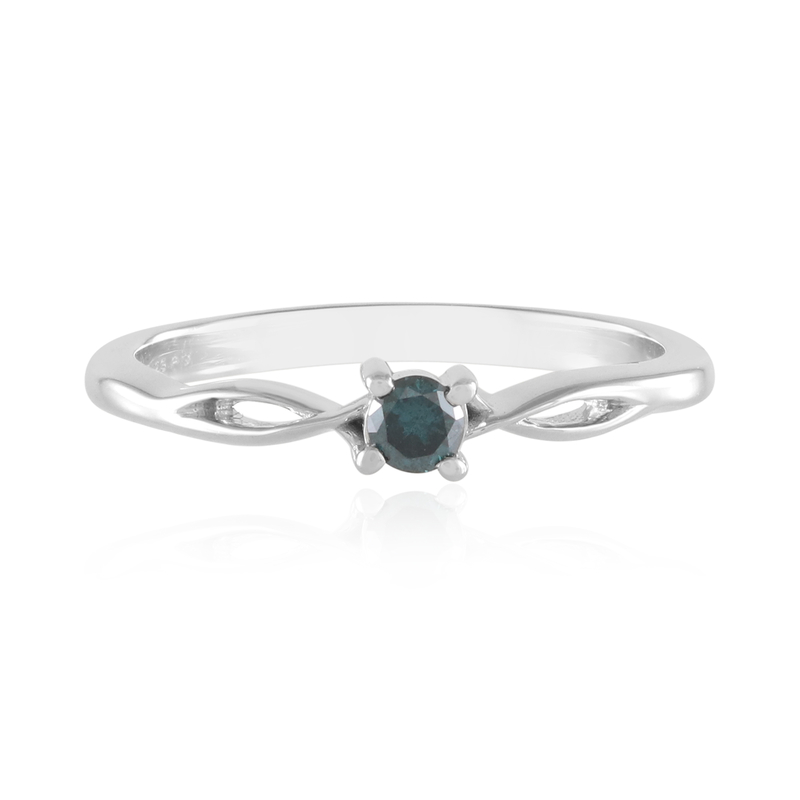 Blauer I2 Brillant-Silberring
