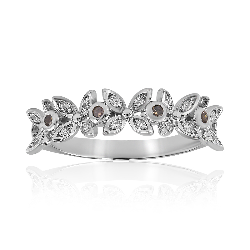 I2 Champagner-Diamant-Silberring