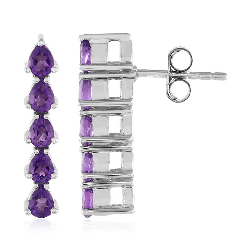 Sambia-Amethyst-Silberohrringe