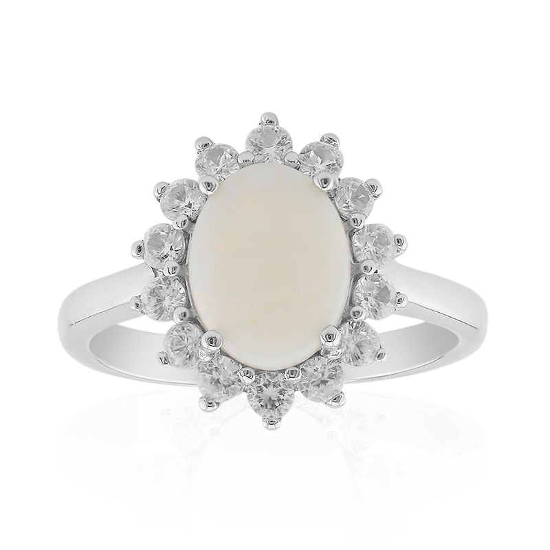 Weißer Opal-Silberring