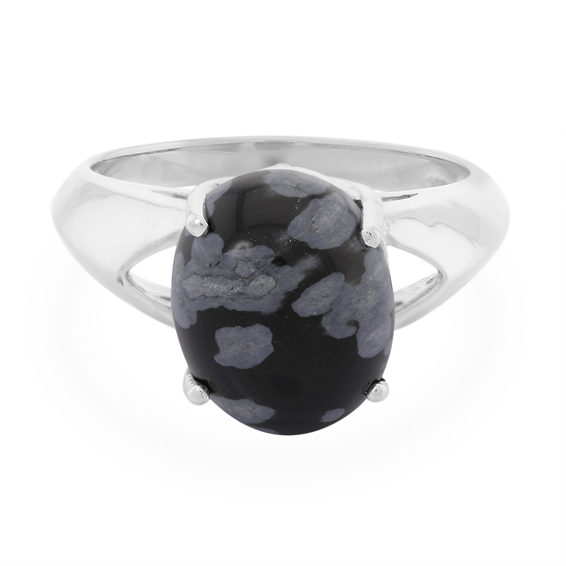 Schneeflocken-Obsidian-Silberring