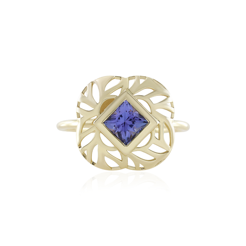 AAA-Tansanit-Goldring (Ornaments by de Melo)