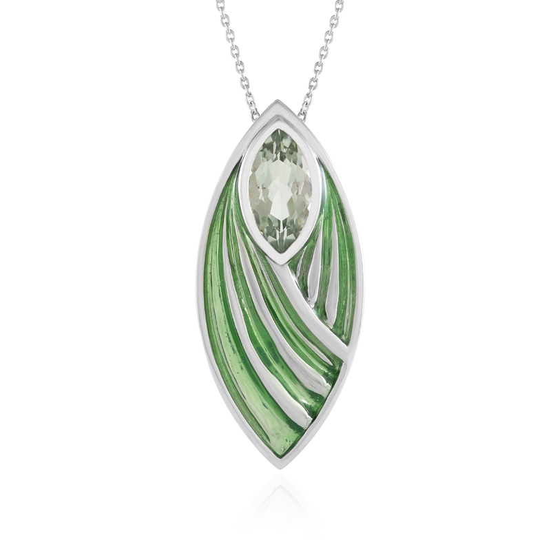 Grüner Amethyst-Silberhalskette (Adela Silber)