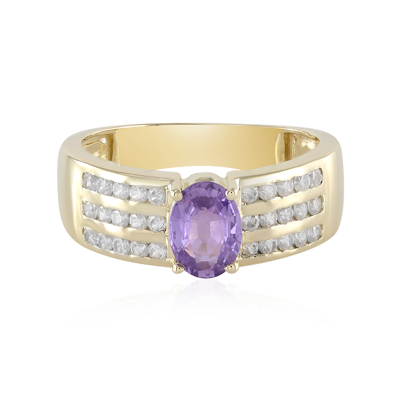 Nicht erhitzter Purpurfarbener Ceylon-Saphir-Goldring (Adela Gold)
