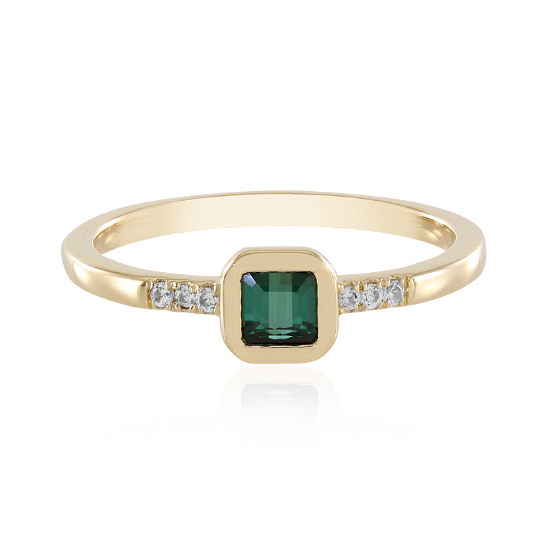 Grüner Benedito-Turmalin-Goldring (Adela Gold)