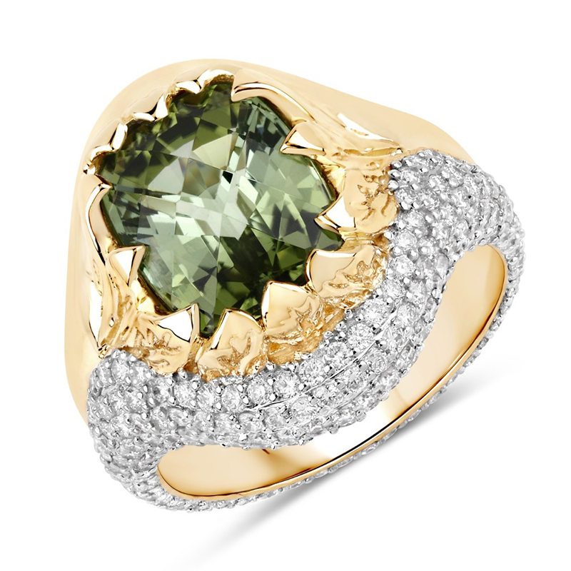 Brasilianischer Grüner Turmalin-Goldring (SUHANA)