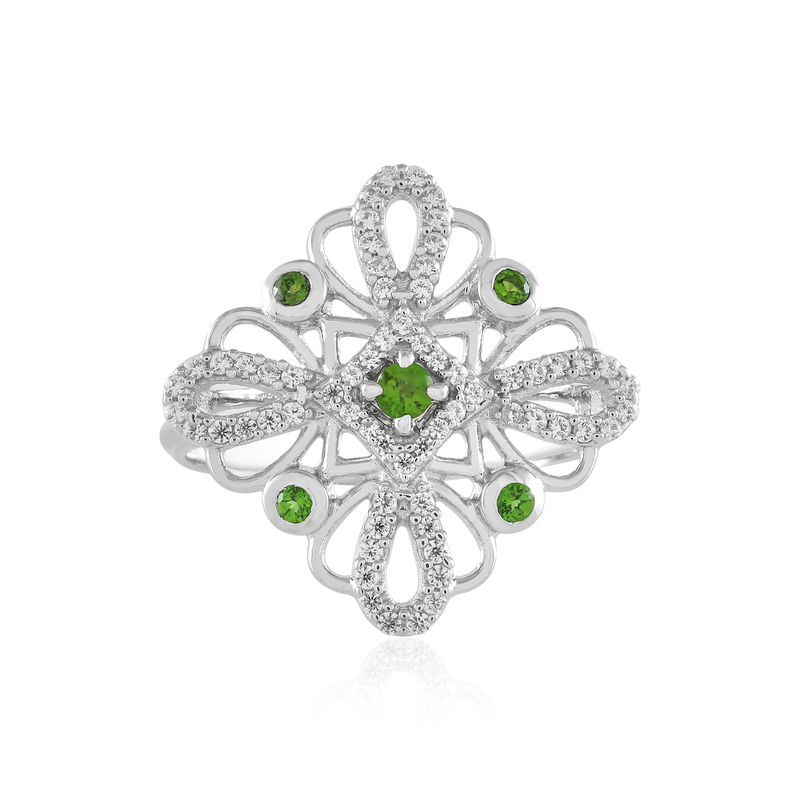 Russischer Diopsid-Silberring
