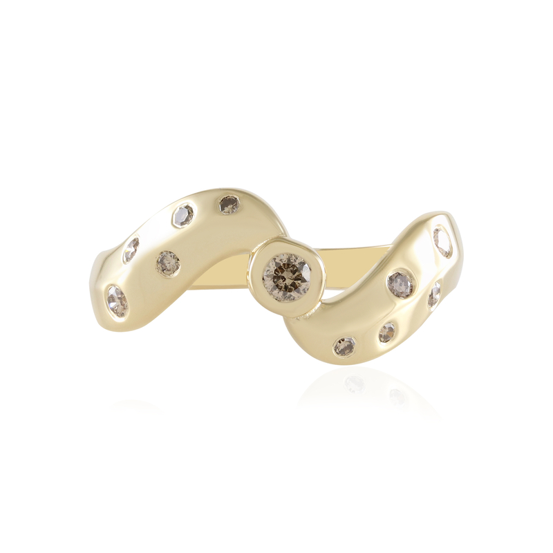 I2 Champagner-Diamant-Silberring