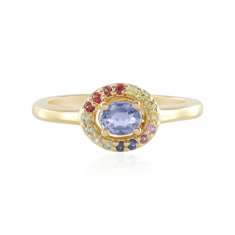 Nicht erhitzter Blauer Ceylon-Saphir-Silberring