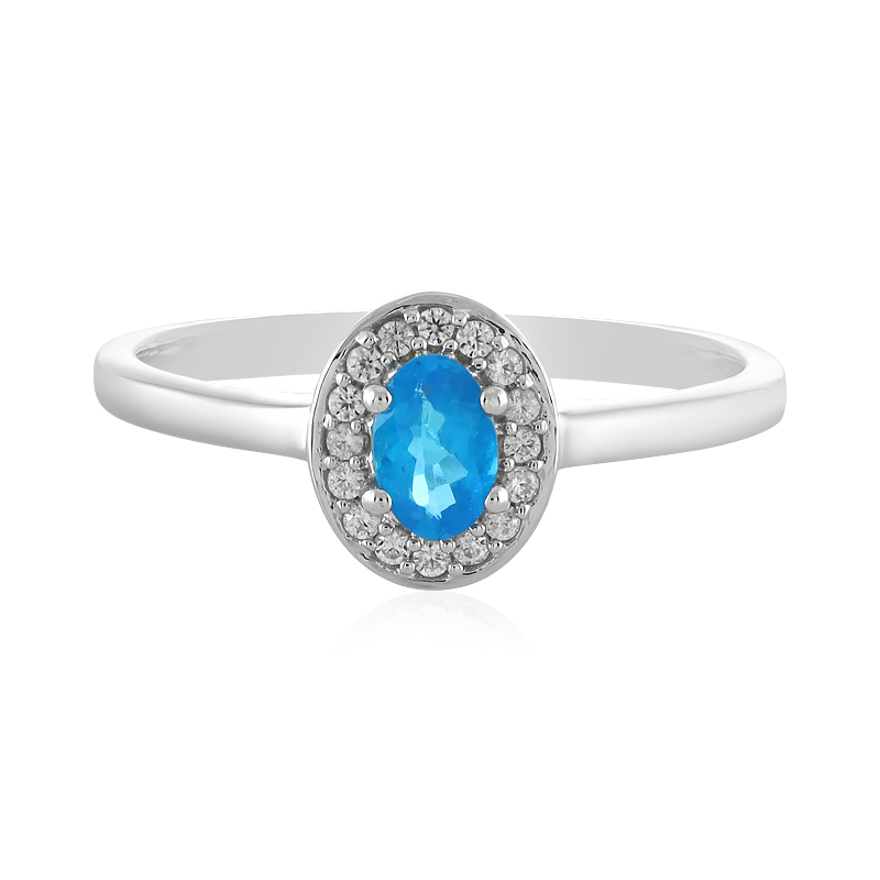 Neonblauer Apatit-Silberring