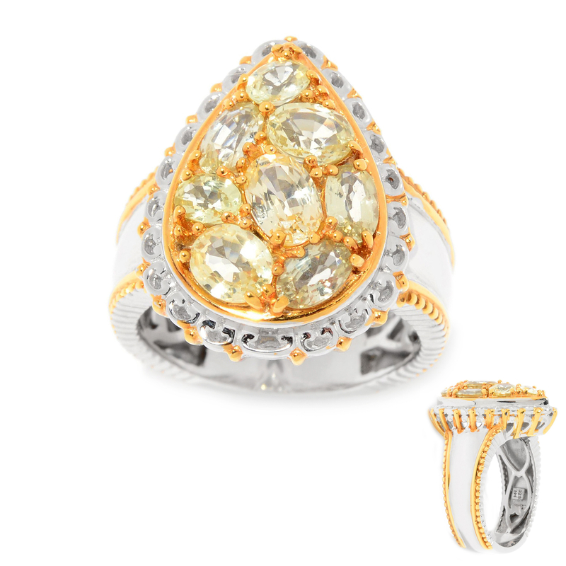 Champagner-Saphir-Silberring (Gems en Vogue)