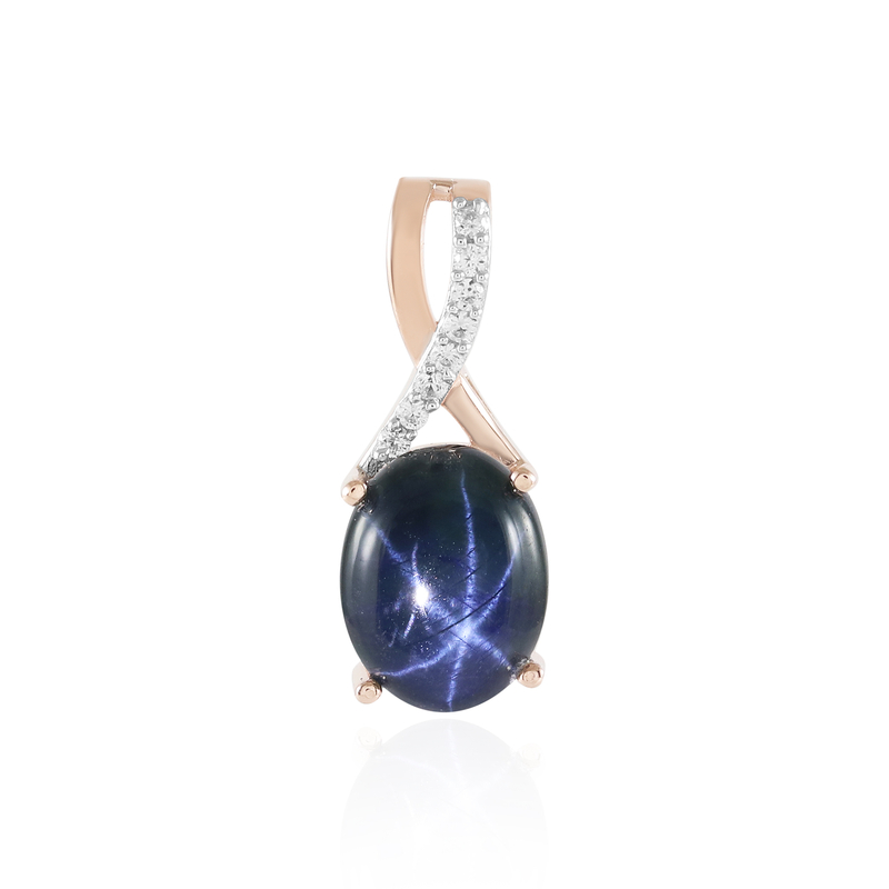 Blauer Stern-Saphir-Silberanhänger