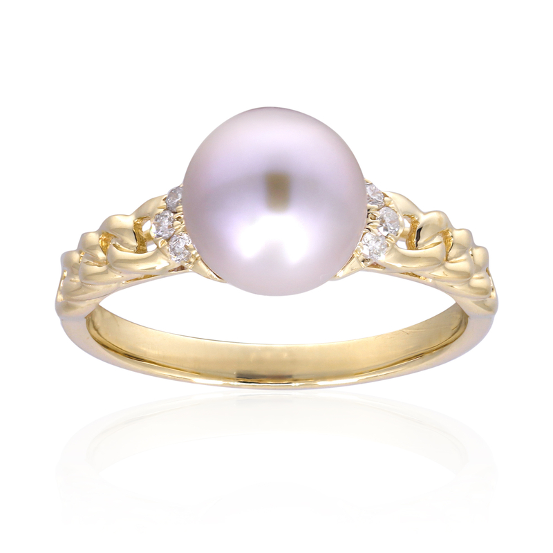 Pinkfarbene Süßwasserzuchtperlen-Goldring (CIRARI)