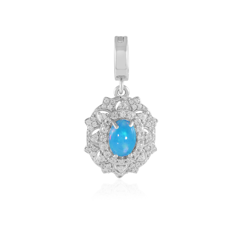 Äthiopischer Blauer Opal-Silberanhänger