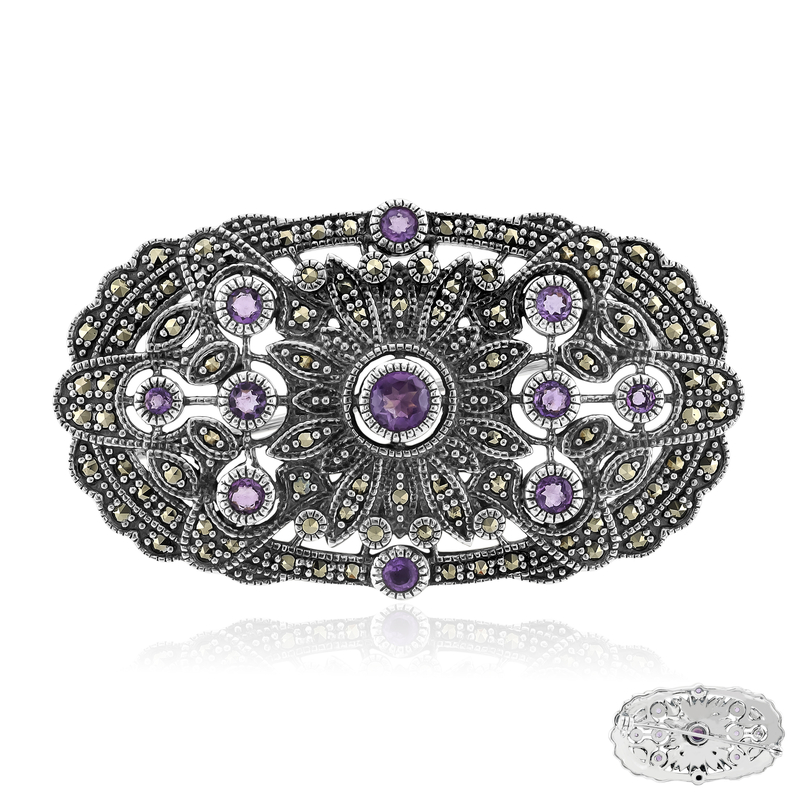 Amethyst-Silberbrosche (Annette classic)