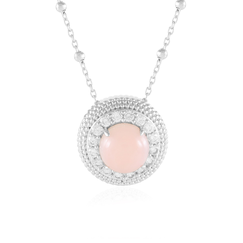Pinkfarbener Opal-Silberhalskette (de Melo Essence)