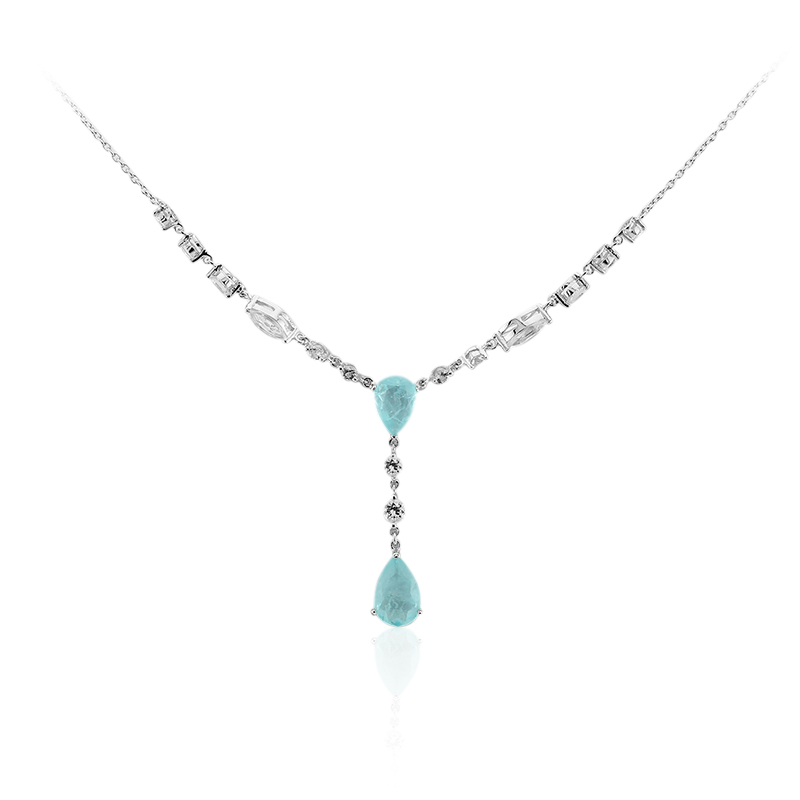 Blauer Pastell-Quarz-Silbercollier